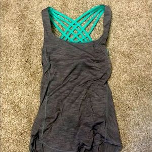 Lululemon cowl neck tank with criss cross built in bra